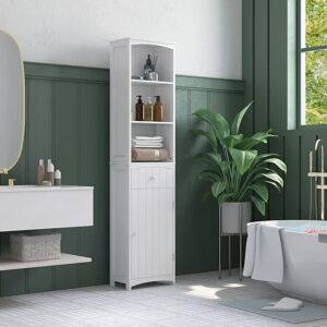 Homcom Armario de Baño Blanco con Estantes - 34x24x170cm Homcom Armario de Baño Blanco con Estantes - 34x24x170cm