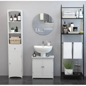 Armario de Baño Homcom Blanco Estante Ajustable Ahorro de Espacio - Mueble de Baño Armario de Baño Homcom Blanco Estante Ajustable Ahorro de Espacio - Mueble de Baño