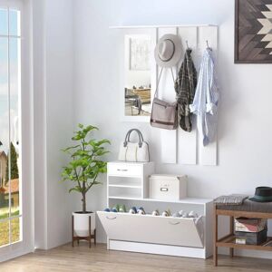 Conjunto de Muebles de Entrada Homcom - Blanco - Mueble 3 en 1 Multifuncional Conjunto de Muebles de Entrada Homcom - Blanco - Mueble 3 en 1 Multifuncional