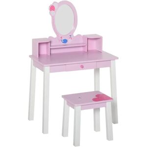 Homcom Coiffeuse Enfant Rose avec Tabouret et Miroir - 60x34x93cm - Publicité Homcom Coiffeuse Enfant Rose avec Tabouret et Miroir - 60x34x93cm - Publicité