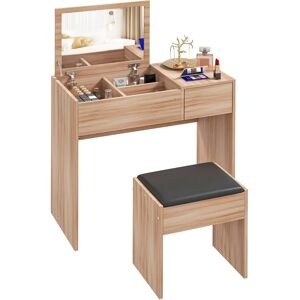 Homcom Coiffeuse avec Miroir et Tabouret - Polyvalent, Couvercle Pliant, 3 Boîtes & 1 Tiroir - Publicité Homcom Coiffeuse avec Miroir et Tabouret - Polyvalent, Couvercle Pliant, 3 Boîtes & 1 Tiroir - Publicité