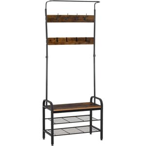 Homcom Perchero Metálico con Zapatero - 3 Estantes, 8 Ganchos - Estilo Industrial Homcom Perchero Metálico con Zapatero - 3 Estantes, 8 Ganchos - Estilo Industrial