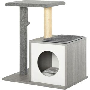Albero per Gatti PawHut Multi-Livelli Grigio - Con Caverna e Piattaforme Albero per Gatti PawHut Multi-Livelli Grigio - Con Caverna e Piattaforme