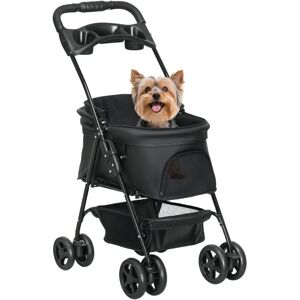 Pawhut Poussette pour chiens - Fenêtres en maille, panier de rangement, plateau - Noir - Publicité Pawhut Poussette pour chiens - Fenêtres en maille, panier de rangement, plateau - Noir - Publicité