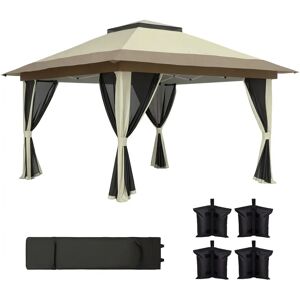 Opvouwbare Gazebo Outsunny 3,6x3,6 m met gaaswanden - UV-beschermd Opvouwbare Gazebo Outsunny 3,6x3,6 m met gaaswanden - UV-beschermd
