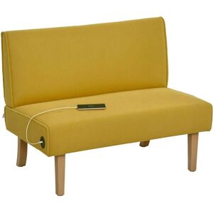HOMCOM Sofá de Terciopelo Amarillo para 2 Personas - Sofá HOMCOM Sofá de Terciopelo Amarillo para 2 Personas - Sofá