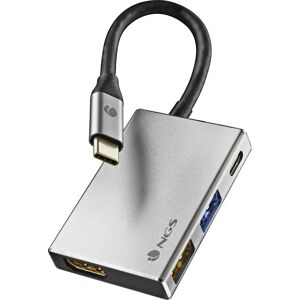 NGS WONDER DOCK 4 Hub USB-C - Argento - 4-in-1 4K 30Hz NGS WONDER DOCK 4 Hub USB-C - Argento - 4-in-1 4K 30Hz