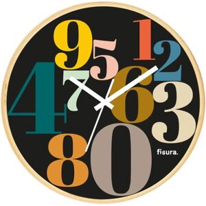 Fisura - Reloj de Pared Números Negro - 30cm Madera y Cristal Fisura - Reloj de Pared Números Negro - 30cm Madera y Cristal