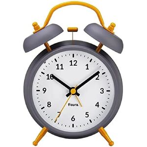 Fisura Wecker - Leise Metall Grau und Gelb - 11,7cm Fisura Wecker - Leise Metall Grau und Gelb - 11,7cm