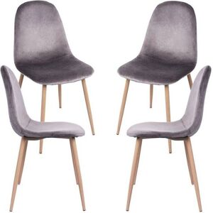 Regalos Miguel - Conjunto de 4 cadeiras Teok em veludo - Estilo nórdico moderno Regalos Miguel - Conjunto de 4 cadeiras Teok em veludo - Estilo nórdico moderno