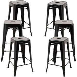 Miguel Torix Bajos - Pack de 6 Banquetas de Aço Reforçado - Preto Fosco Miguel Torix Bajos - Pack de 6 Banquetas de Aço Reforçado - Preto Fosco