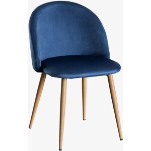 Sklum - Silla de Comedor en Terciopelo Kana Madera Natural Azul Marino - Silla de Comedor Sklum - Silla de Comedor en Terciopelo Kana Madera Natural Azul Marino - Silla de Comedor