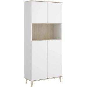 Vente-Unique Armário de Cozinha Wajdi - Natural & Branco - Design Escandinavo Vente-Unique Armário de Cozinha Wajdi - Natural & Branco - Design Escandinavo