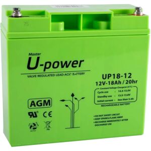 Batterie AGM 12V 18Ah U-Power - Systèmes de Sécurité et d'Urgence - Publicité Batterie AGM 12V 18Ah U-Power - Systèmes de Sécurité et d'Urgence - Publicité