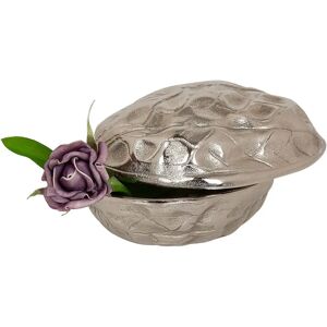 Boîte Décorative en Aluminium Argenté avec Coquille de Noix - Décor - Publicité Boîte Décorative en Aluminium Argenté avec Coquille de Noix - Décor - Publicité