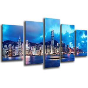 DKORARTE Città Hong Kong Notte Stampa su Legno - Arte Murale DKORARTE Città Hong Kong Notte Stampa su Legno - Arte Murale