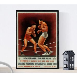 Affiche Vintage NACNIC - Scène de Boxe - A3 - Publicité Affiche Vintage NACNIC - Scène de Boxe - A3 - Publicité