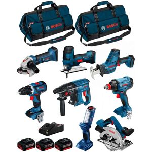 Bosch Kit 18V BK802BAG Impact Driver, Drill, Hammer, Circular Saw, Jigsaw, Sander, Angle Grinder, 5Ah Batteries - Power Tool Set Bosch Kit 18V BK802BAG Impact Driver, Drill, Hammer, Circular Saw, Jigsaw, Sander, Angle Grinder, 5Ah Batteries - Power Tool Set
