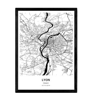 Affiche Carte de Lyon - Art mural A3 - Publicité Affiche Carte de Lyon - Art mural A3 - Publicité
