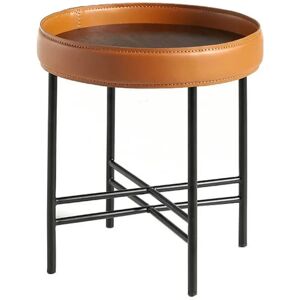 Angel Cerdá 2059c Corner Table Cognac Leather Walnut 42x45cm Angel Cerdá 2059c Corner Table Cognac Leather Walnut 42x45cm
