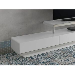 Angel Cerdá White TV Stand - 3042 - Modern, Steel Details, 2 Drawers Angel Cerdá White TV Stand - 3042 - Modern, Steel Details, 2 Drawers