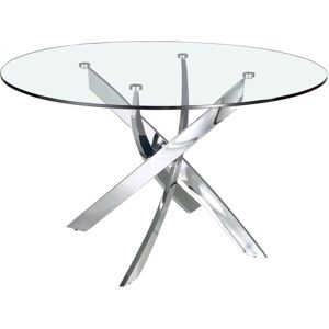 Mesa Redonda de Cristal Angel Cerdá - Moderna, Cromo, 12mm Vidrio Templado Mesa Redonda de Cristal Angel Cerdá - Moderna, Cromo, 12mm Vidrio Templado