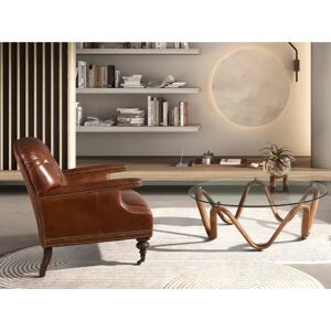 Angel Cerdá Walnut Round Glass Coffee Table - Coffee Table Angel Cerdá Walnut Round Glass Coffee Table - Coffee Table