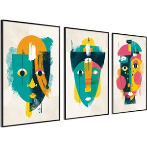 Dekoarte - Conjunto de Quadros Estilo Picasso - 3 Peças 50x70cm - Moldura Preta Dekoarte - Conjunto de Quadros Estilo Picasso - 3 Peças 50x70cm - Moldura Preta