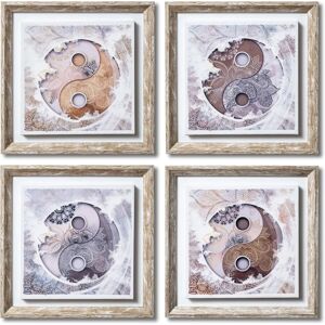Dekoarte - Conjunto de Cuadros Modernos - Ying Yang Mandala 30x30 cm Dekoarte - Conjunto de Cuadros Modernos - Ying Yang Mandala 30x30 cm