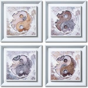 Set di Arte Murale DEKOARTE - Mandala Moderna e Ying Yang 4 Pezzi 30x30cm Set di Arte Murale DEKOARTE - Mandala Moderna e Ying Yang 4 Pezzi 30x30cm