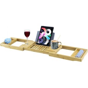 Plateau de baignoire extensible en bambou MediaWave Store - Publicité Plateau de baignoire extensible en bambou MediaWave Store - Publicité