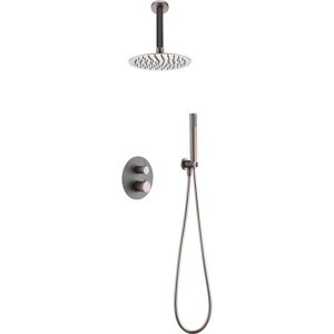 Set doccia termostatico Imex Grigio Opaco / Champagne - Head 25cm Set doccia termostatico Imex Grigio Opaco / Champagne - Head 25cm