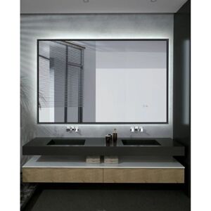 Espejo LED rectangular de acero inoxidable - Antivaho, 140x90cm Espejo LED rectangular de acero inoxidable - Antivaho, 140x90cm