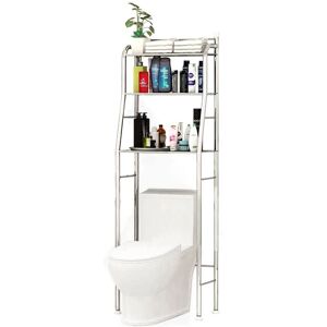Étagère de salle de bain en acier inoxydable au-dessus des WC - Organisateur de rangement - Publicité Étagère de salle de bain en acier inoxydable au-dessus des WC - Organisateur de rangement - Publicité
