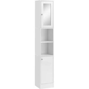Armario Alto para Baño con Espejo de Kleankin - Mueble Blanco Armario Alto para Baño con Espejo de Kleankin - Mueble Blanco