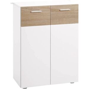 Armario de Almacenamiento Kleankin Blanco y Madera Natural - Baño, Salón, Dormitorio Armario de Almacenamiento Kleankin Blanco y Madera Natural - Baño, Salón, Dormitorio