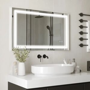 Espejo de baño con luz LED y control táctil de Kleankin - 100x60cm Espejo de baño con luz LED y control táctil de Kleankin - 100x60cm