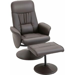 Sillón reclinable marrón Homcom con reposapiés - Ajustable 145° y giratorio Sillón reclinable marrón Homcom con reposapiés - Ajustable 145° y giratorio