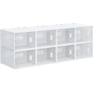 Homcom Organizador de Zapatos Modular - 8 Cajas, Transparente, Blanco Homcom Organizador de Zapatos Modular - 8 Cajas, Transparente, Blanco