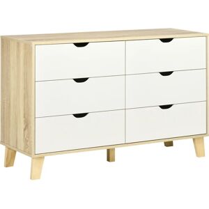 Homcom Cómoda con 6 Cajones Natural y Blanco - Almacenamiento para Dormitorio Homcom Cómoda con 6 Cajones Natural y Blanco - Almacenamiento para Dormitorio