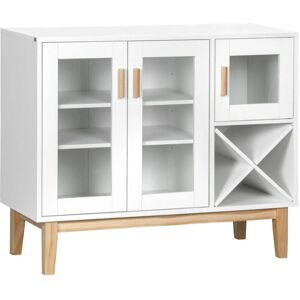 Homcom Aparador Moderno Blanco con Puertas de Vidrio y Botellero - 90cm Homcom Aparador Moderno Blanco con Puertas de Vidrio y Botellero - 90cm