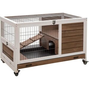 Jaula de Conejos de Madera PawHut - 2 Niveles con Rampa - Marrón - Pequeños Animales Jaula de Conejos de Madera PawHut - 2 Niveles con Rampa - Marrón - Pequeños Animales