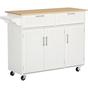 Isla de Cocina con Ruedas Homcom - 2 Cajones, 6 Puertas - 121x46x91cm Isla de Cocina con Ruedas Homcom - 2 Cajones, 6 Puertas - 121x46x91cm