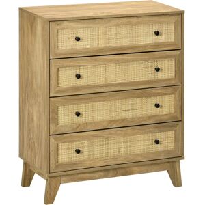 Homcom Commode en Bois Naturel à 4 Tiroirs - Rangement Chambre & Bureau - Publicité Homcom Commode en Bois Naturel à 4 Tiroirs - Rangement Chambre & Bureau - Publicité