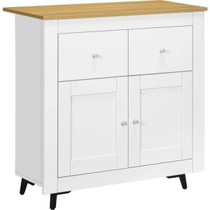 Homcom Aparador Moderno Blanco con Puertas Dobles y Cajones - 78x35x80 cm Homcom Aparador Moderno Blanco con Puertas Dobles y Cajones - 78x35x80 cm