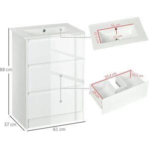Mueble de baño Kleankin con lavabo - Blanco brillante Mueble de baño Kleankin con lavabo - Blanco brillante