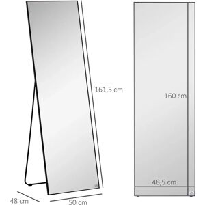 HOMCOM Espejo de Pie Negro - Espejo de cuerpo entero HOMCOM Espejo de Pie Negro - Espejo de cuerpo entero