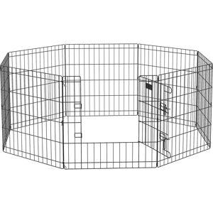 PawHut Corral para Mascotas - 8 Paneles, Negro, Cerradura Segura PawHut Corral para Mascotas - 8 Paneles, Negro, Cerradura Segura