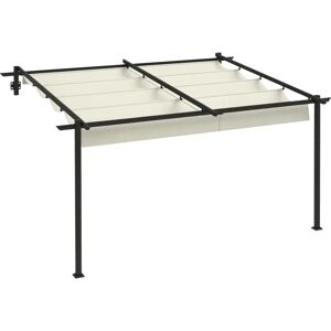 Pérgola de Parede Outsunny 4x3m com Teto Retrátil de Poliéster - Creme Pérgola de Parede Outsunny 4x3m com Teto Retrátil de Poliéster - Creme