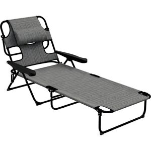 Sillón de jardín ajustable Outsunny - Plegable, Acero, Gris Sillón de jardín ajustable Outsunny - Plegable, Acero, Gris